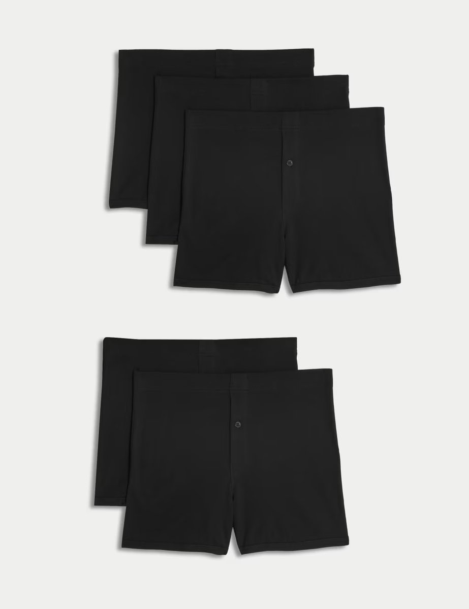 Marks & Spencer M&S 5 Pack Essential Cotton Trunks Black - 1