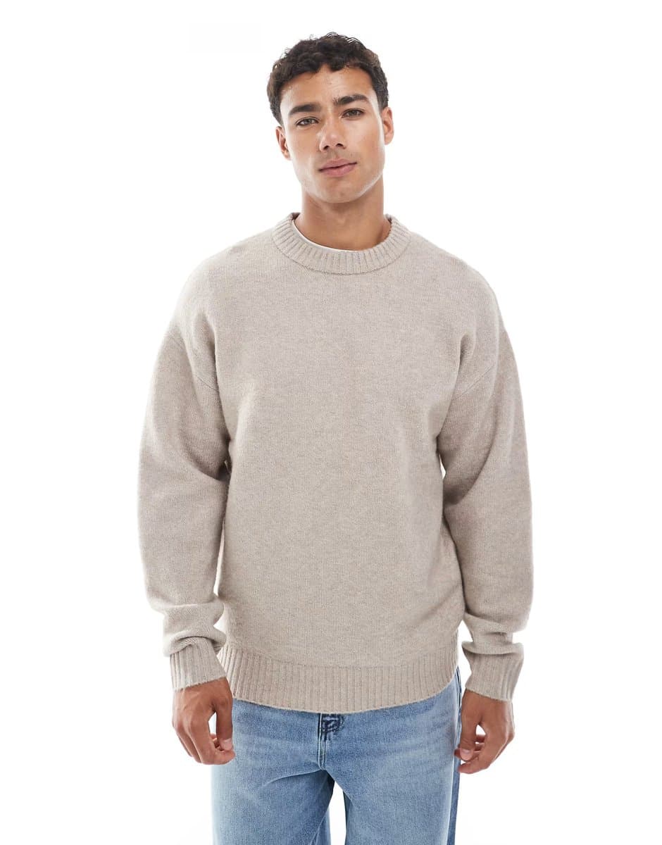 ASOS Jack & Jones oversize fluffy jumper in beige