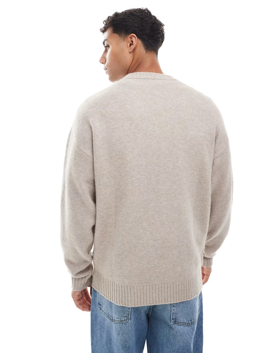 ASOS Jack & Jones oversize fluffy jumper in beige - 4