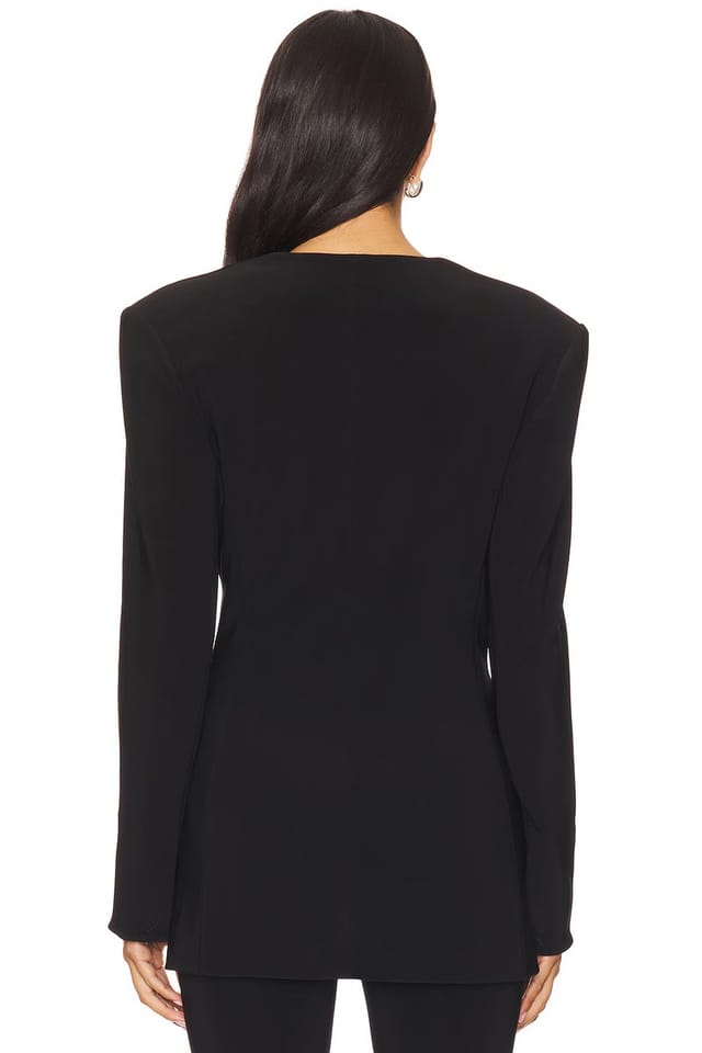 revolve Long Sleeve Shoulder Pad V Neck Zip Front Jacket - 3