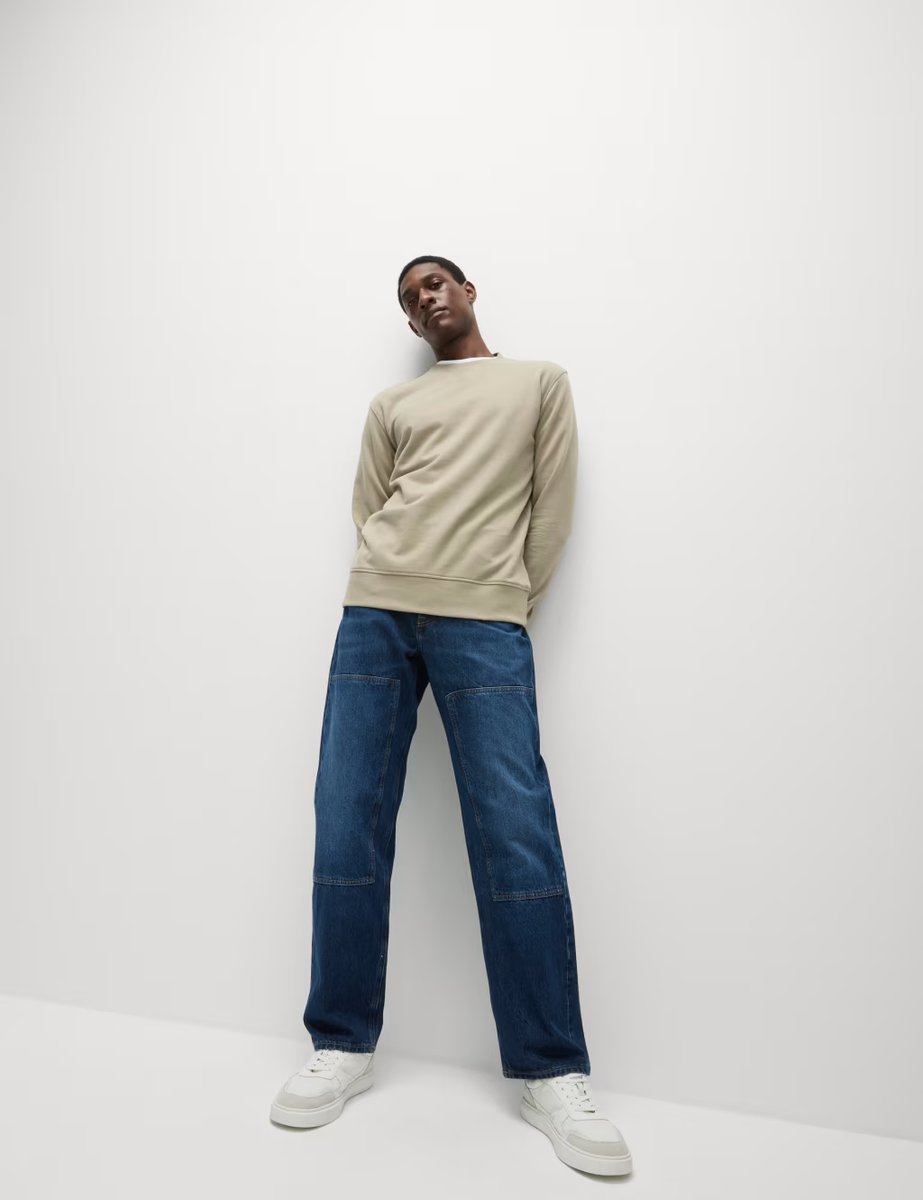 Marks & Spencer M&S Pure Cotton Crew Neck Sweatshirt Sand - 3