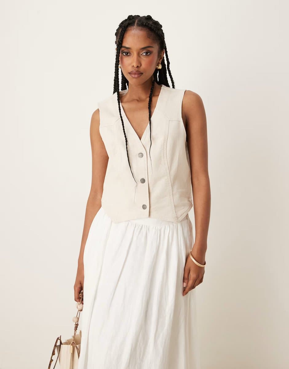ASOS ASOS Ecru Denim Waistcoat
