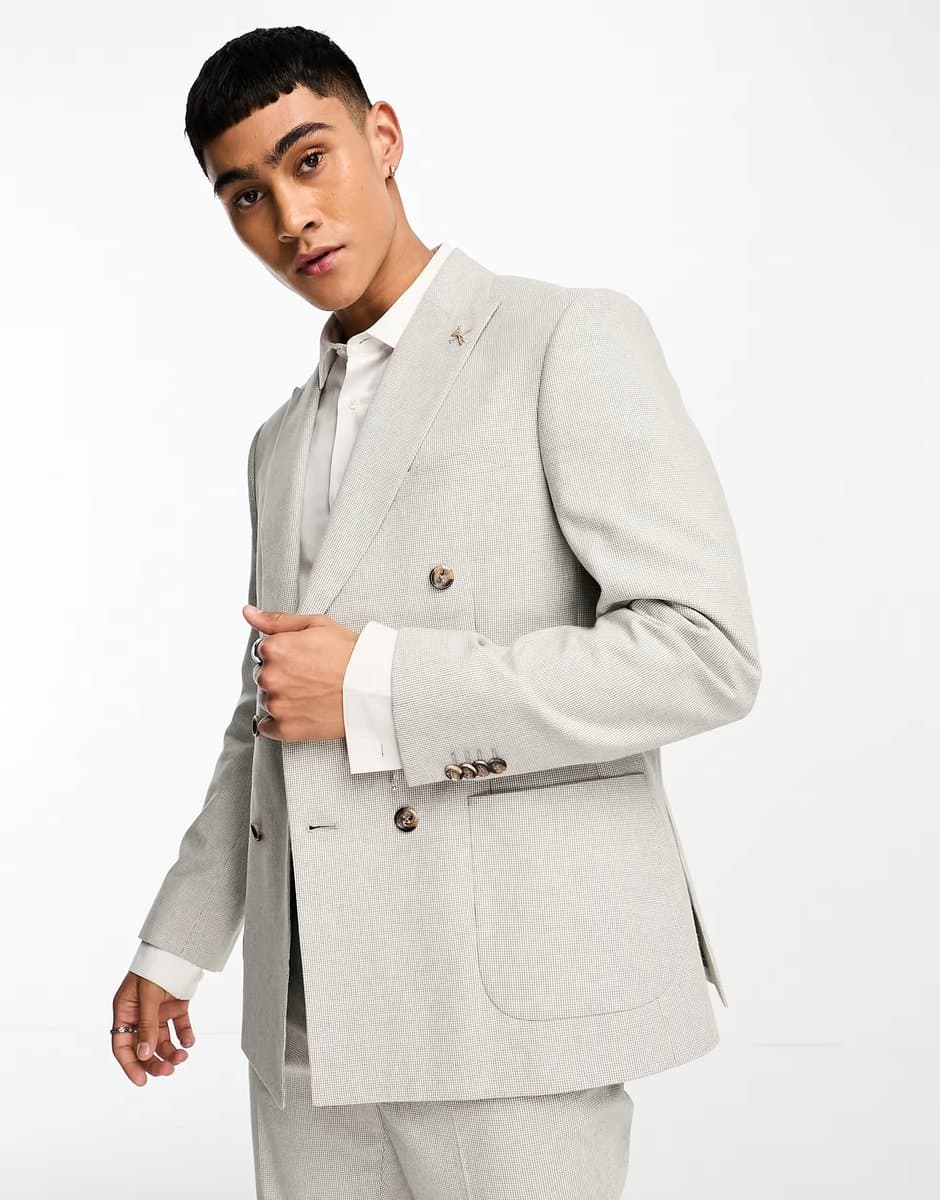 ASOS Shelby and Sons Kenmal Stone Suit Jacket