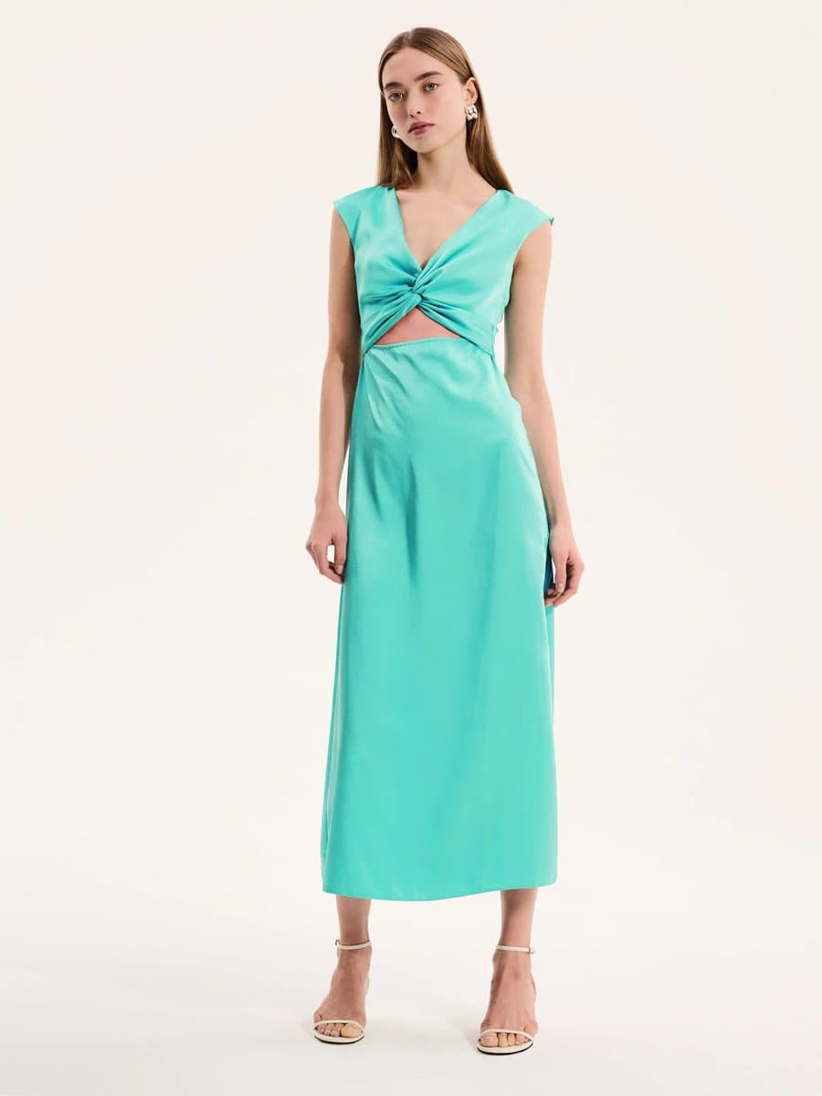 OMNES Marin Twist Dress in Turquoise