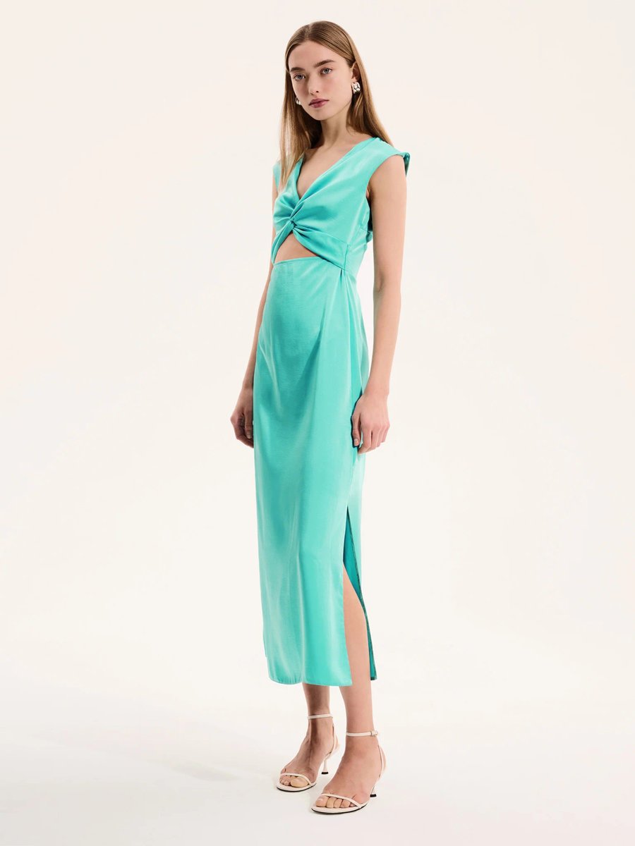OMNES Marin Twist Dress in Turquoise - 2