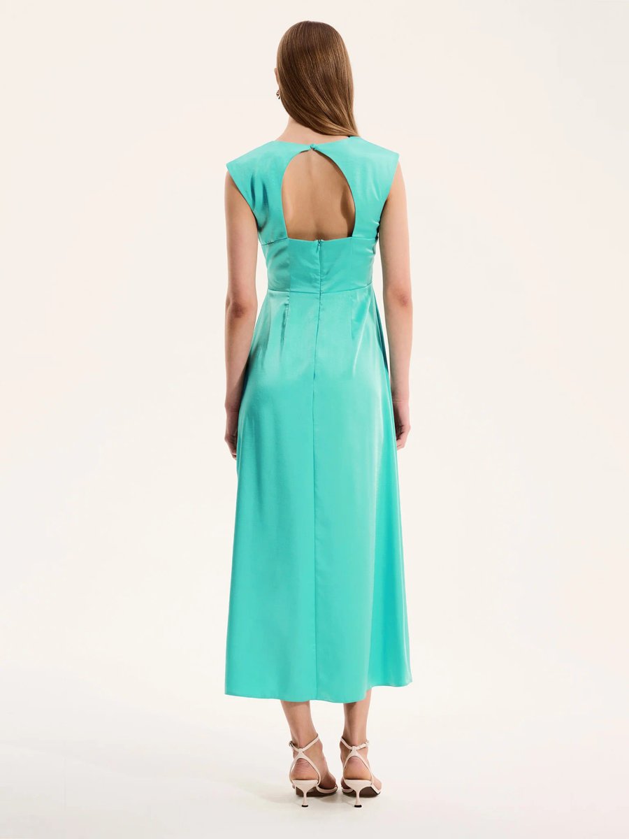OMNES Marin Twist Dress in Turquoise - 3