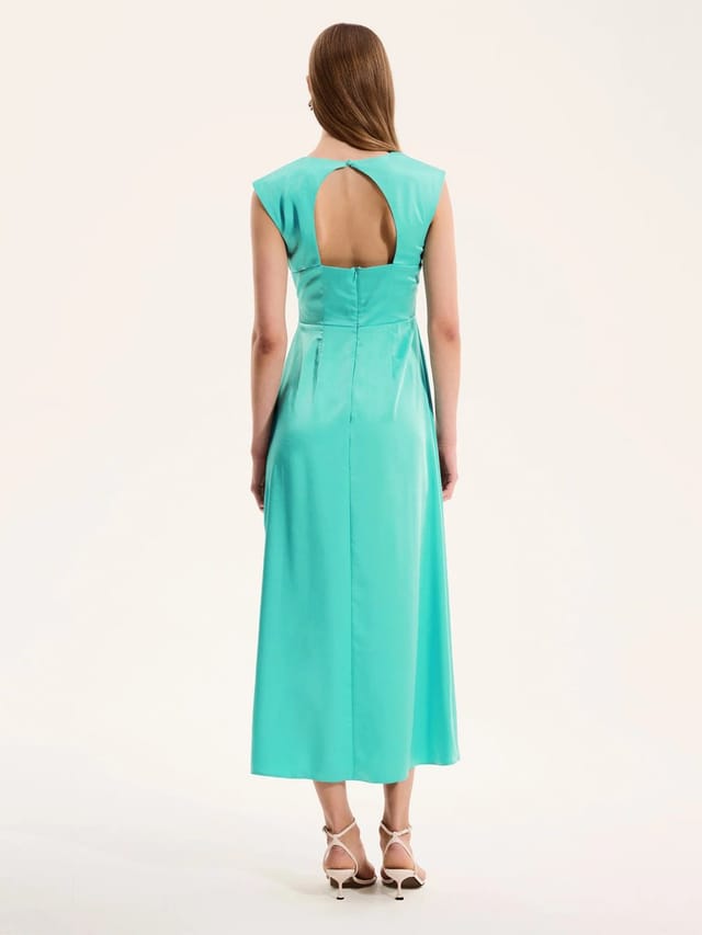 OMNES Marin Twist Dress in Turquoise - 3