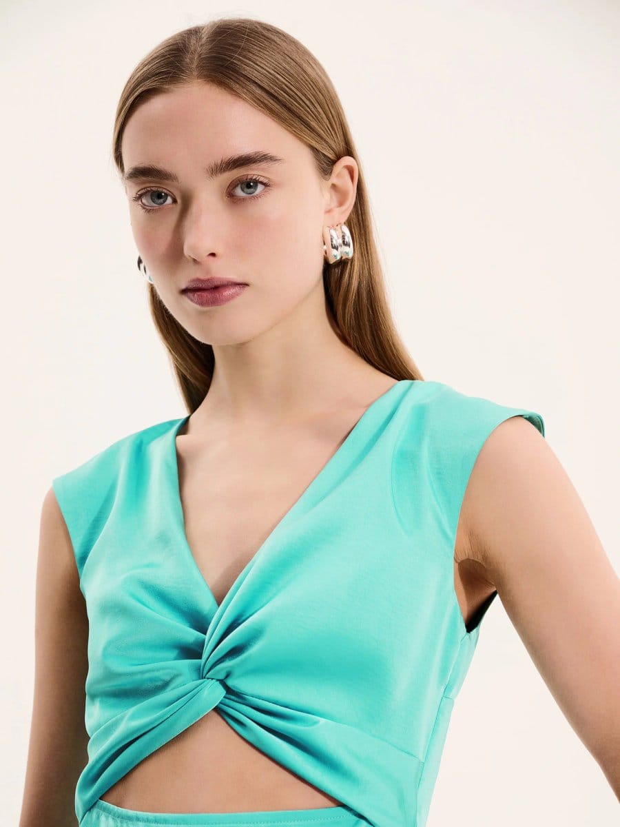 OMNES Marin Twist Dress in Turquoise - 4