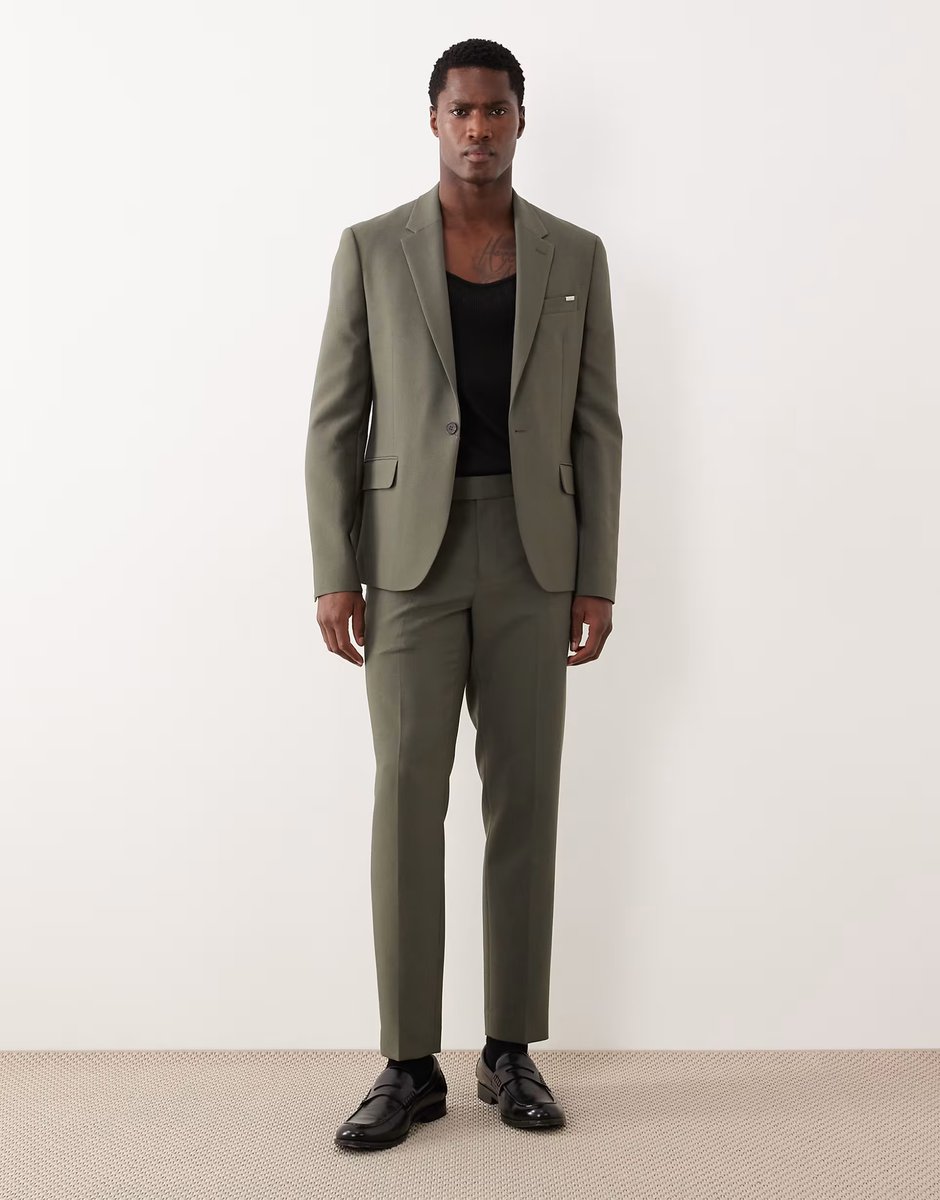 ASOS River Island skinny fit suit jacket in medium green - 3