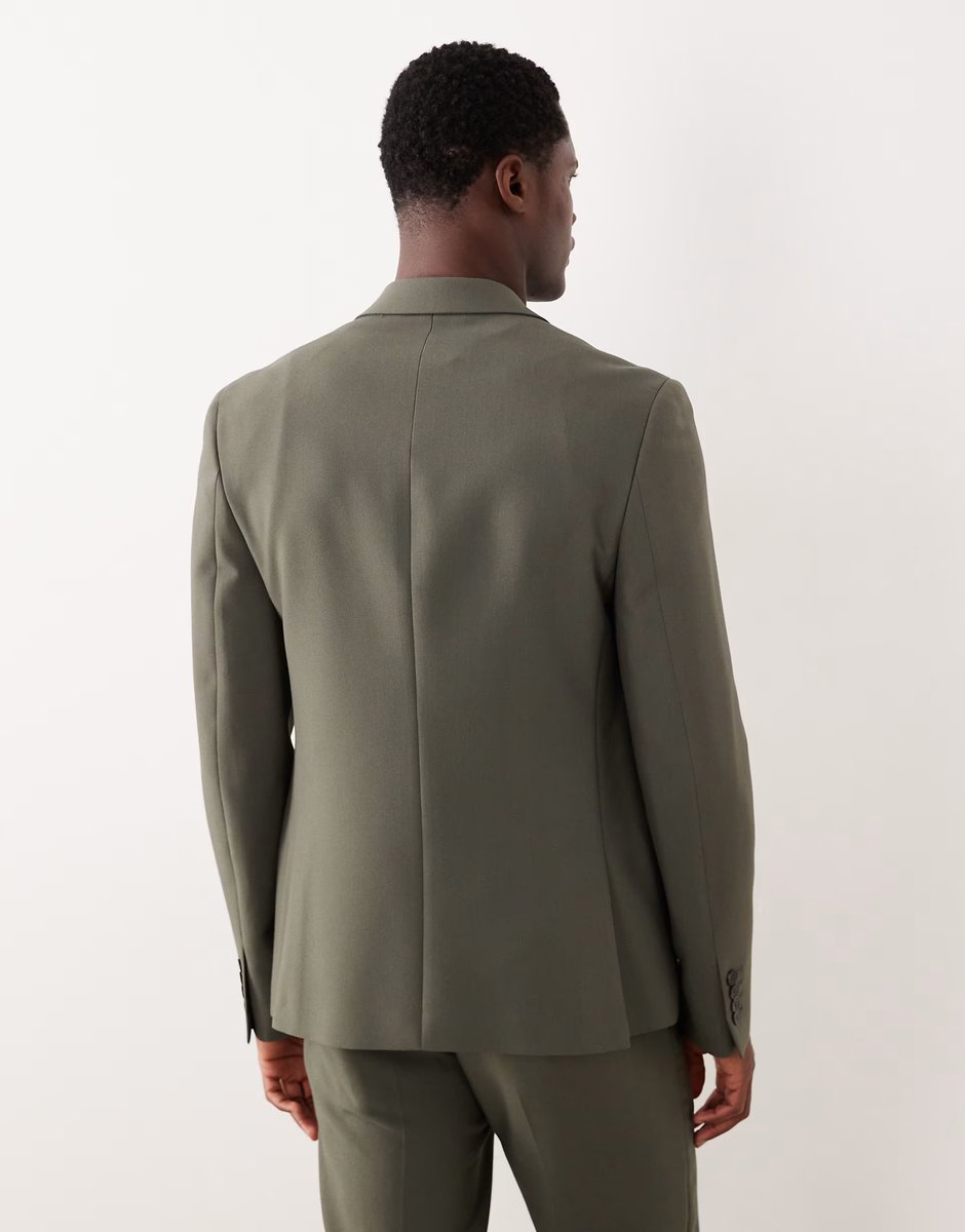 ASOS River Island skinny fit suit jacket in medium green - 4