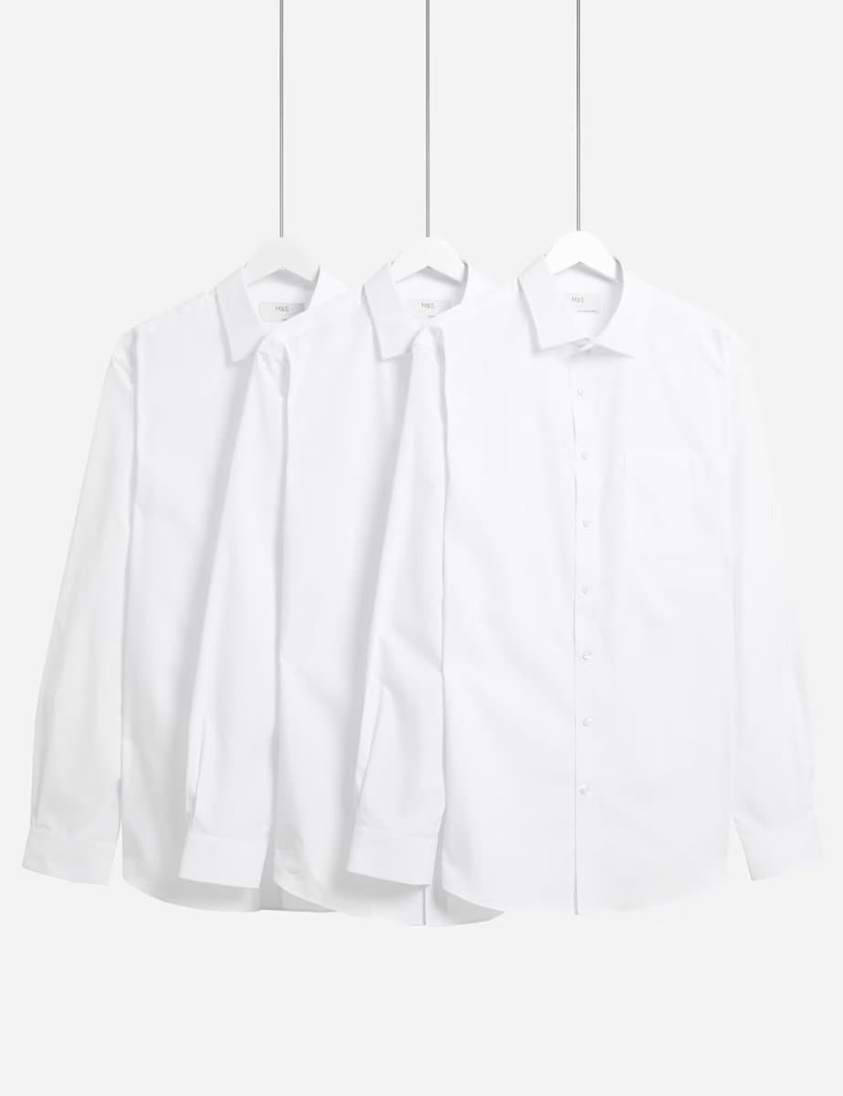 Marks & Spencer M&S 3 Pack Skinny Fit Easy Iron Shirts White
