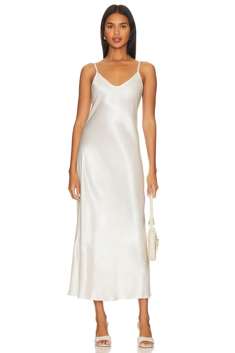 revolve Revolve Elegant Satin Midi Dress in Cloud