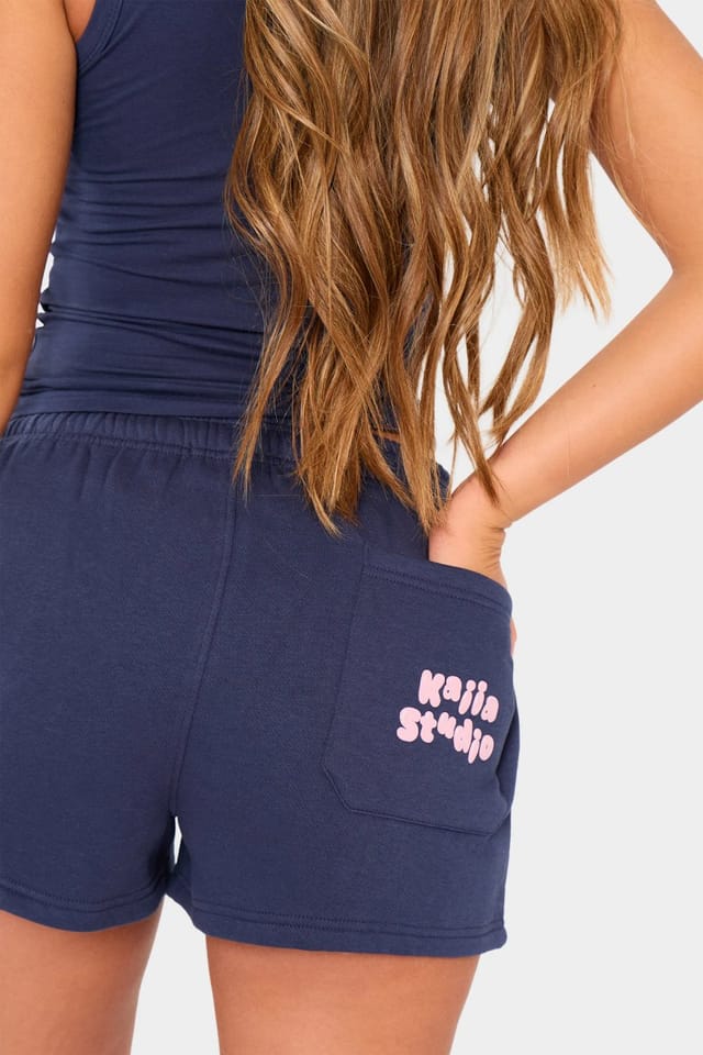 Kaiia Kaiia Studio Bubble Mini Sweat Shorts Navy & Pink - 2