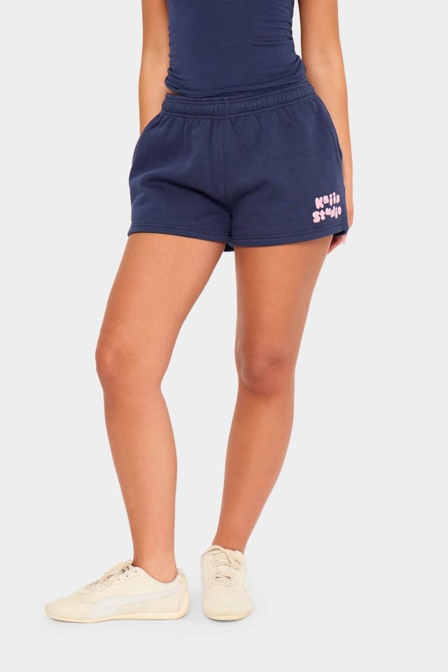 Kaiia Kaiia Studio Bubble Mini Sweat Shorts Navy & Pink - 3