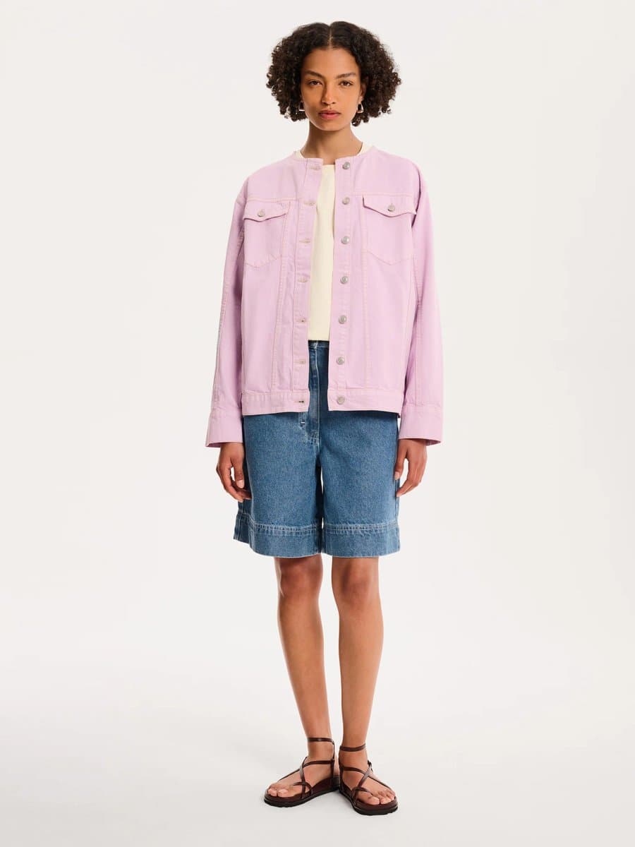OMNES OMNES Lilac Oversized Jacket with Contrast Stitching