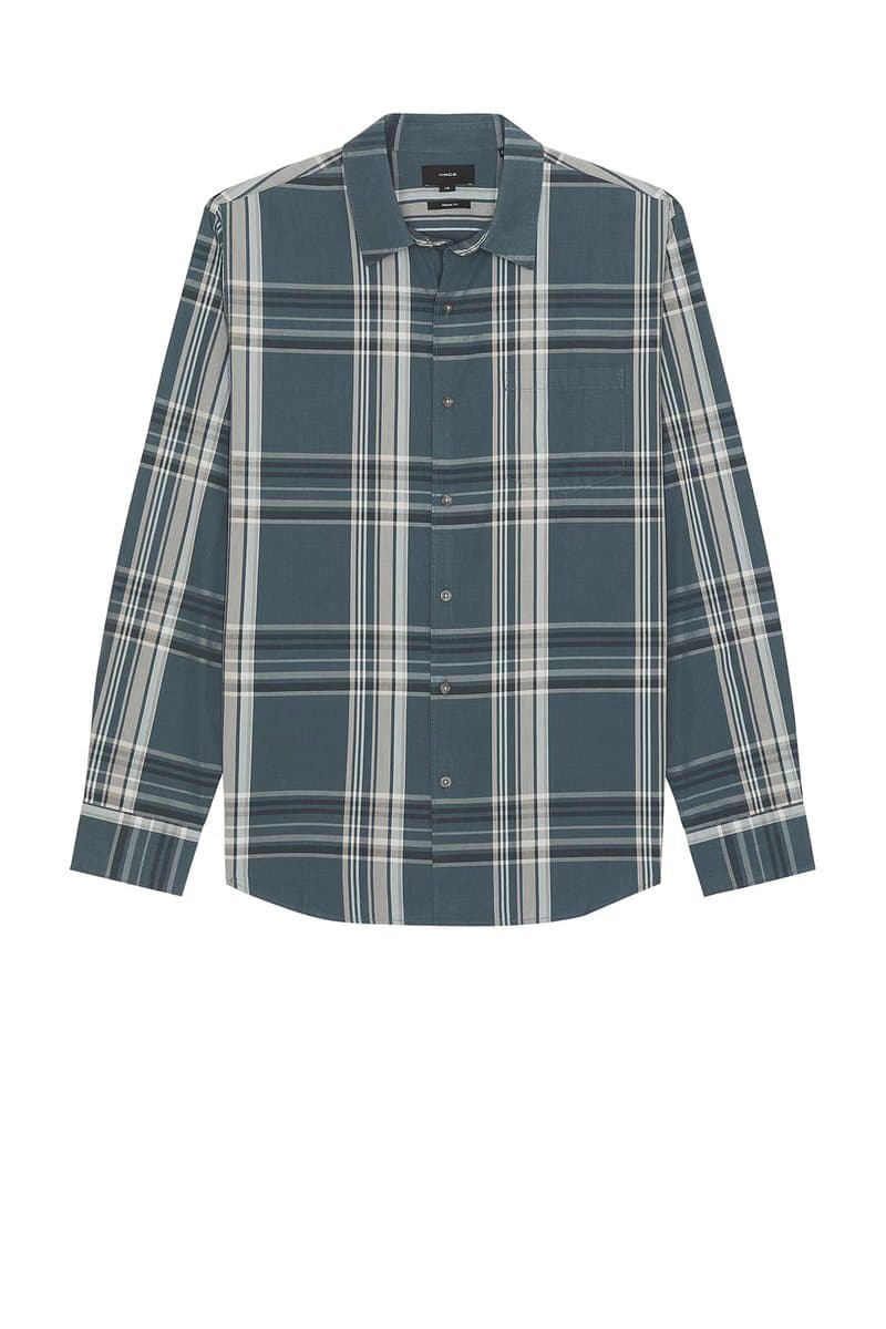 revolve Revolve Vince Plaid French Placket Shirt in Harbor Blue