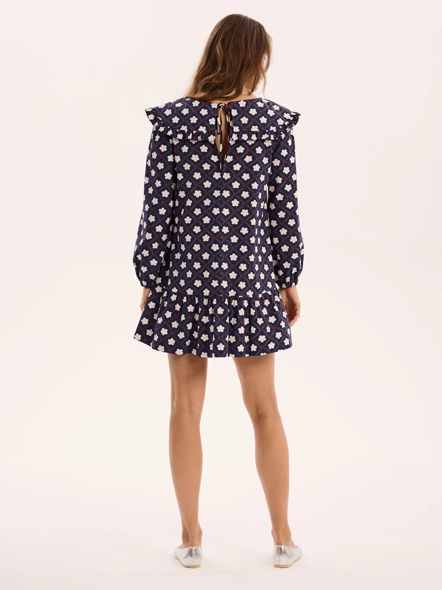 OMNES Emili Mini Dress in Navy Print - 3