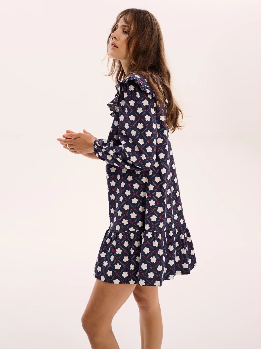 OMNES Emili Mini Dress in Navy Print - 4