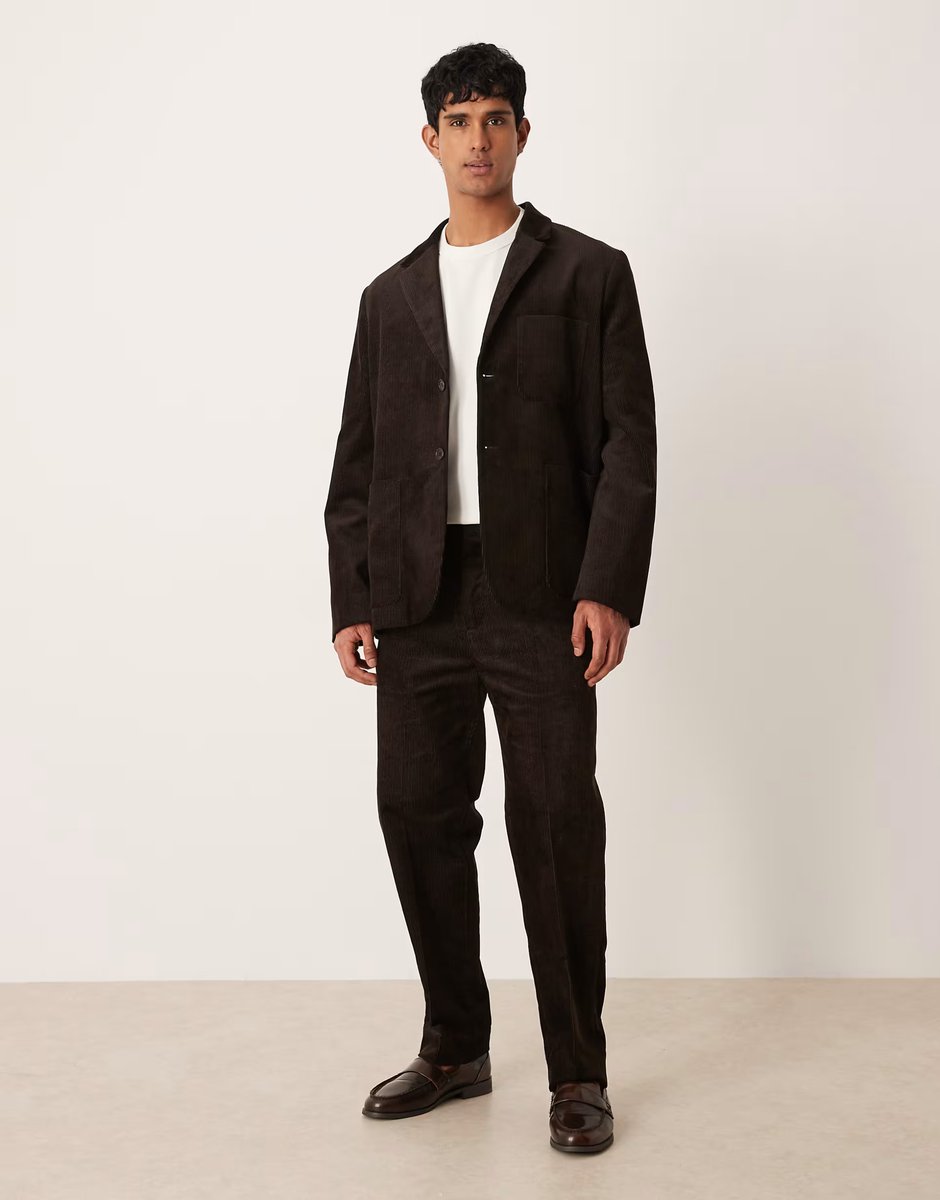ASOS ARKET co-ord cotton rich cord tailored blazer in dark brown - 2