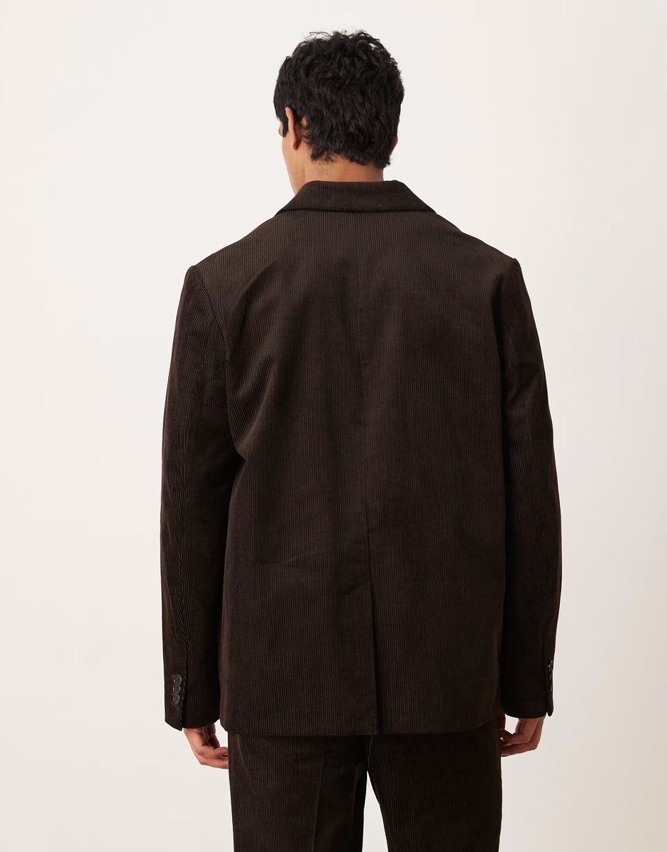 ASOS ARKET co-ord cotton rich cord tailored blazer in dark brown - 3
