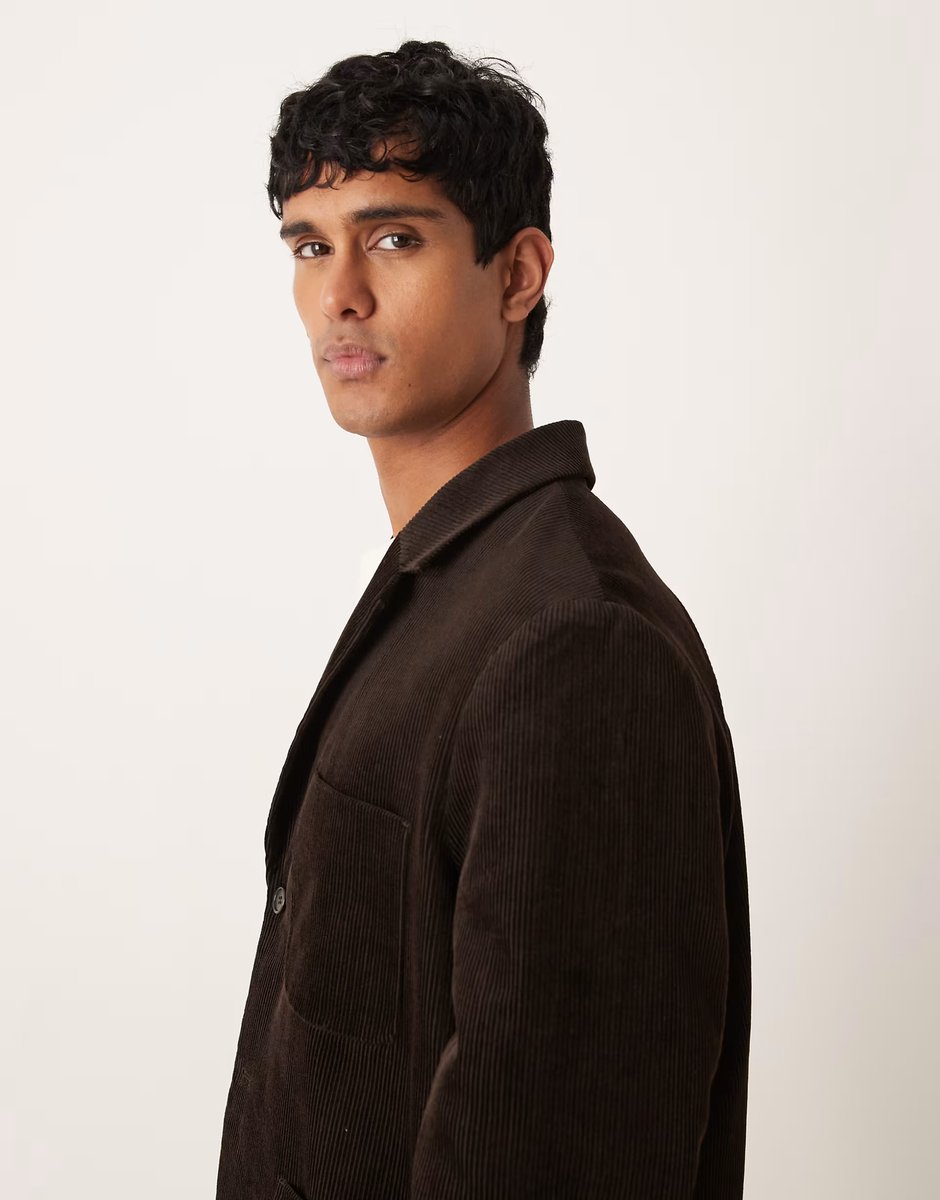 ASOS ARKET co-ord cotton rich cord tailored blazer in dark brown - 4