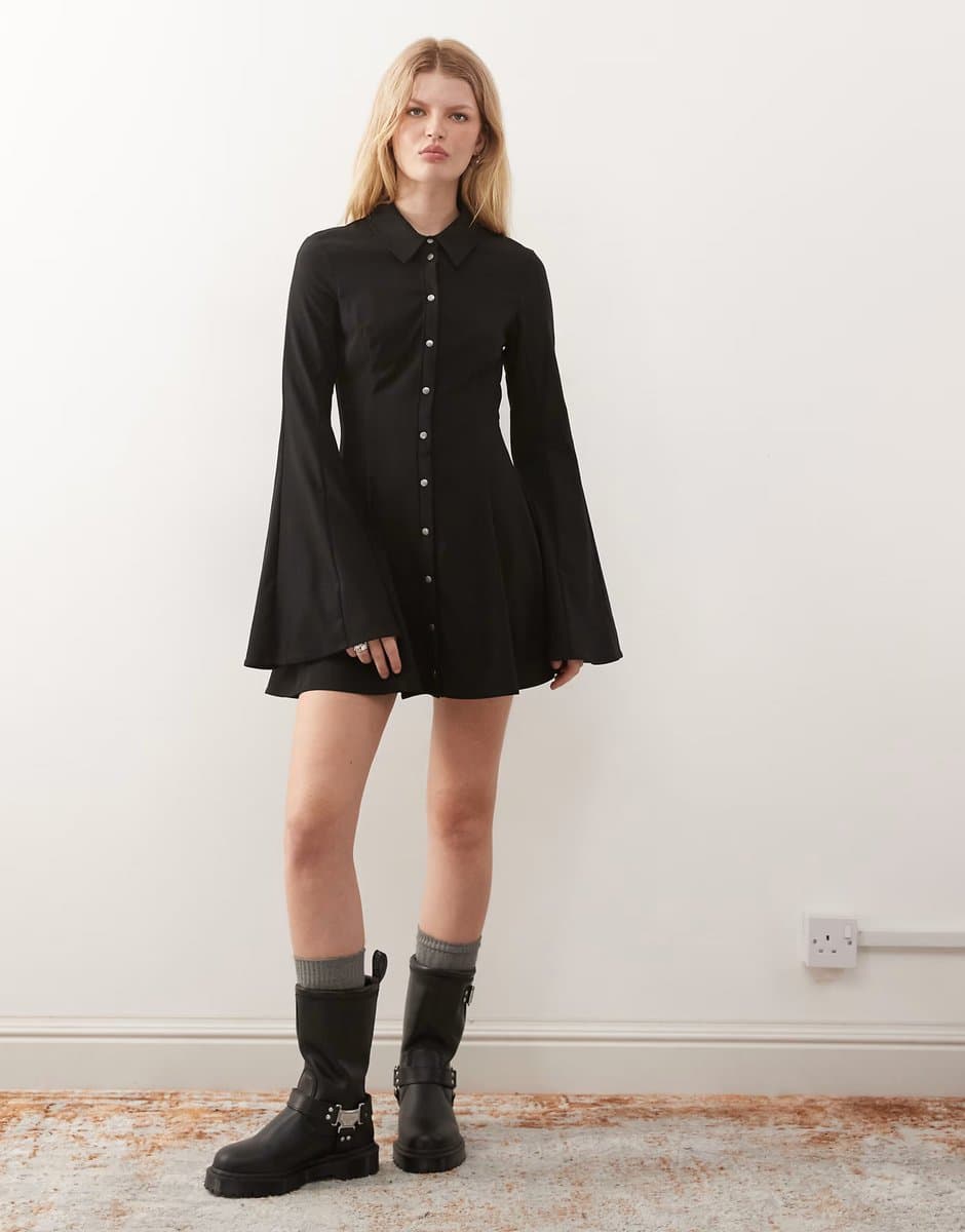ASOS Monki tailored mini shirt dress in black