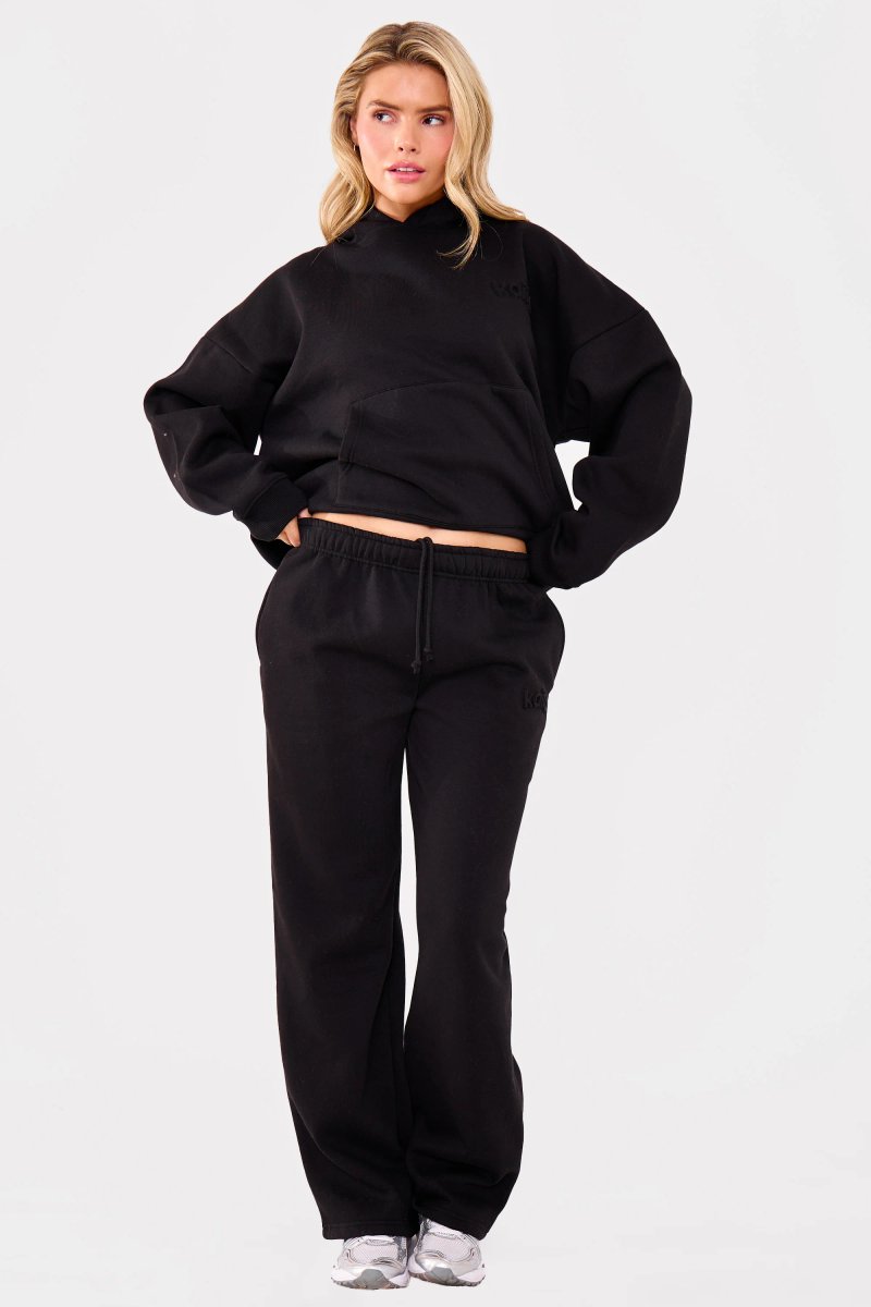 Kaiia Kaiia Embossed Logo Oversized Hoodie Black - 3