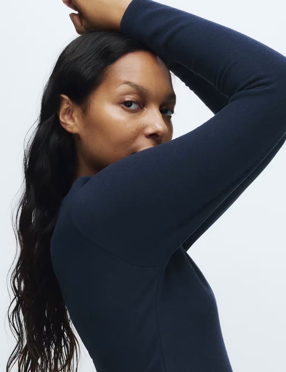 Marks & Spencer M&S Thermal Long Sleeve Top in Navy