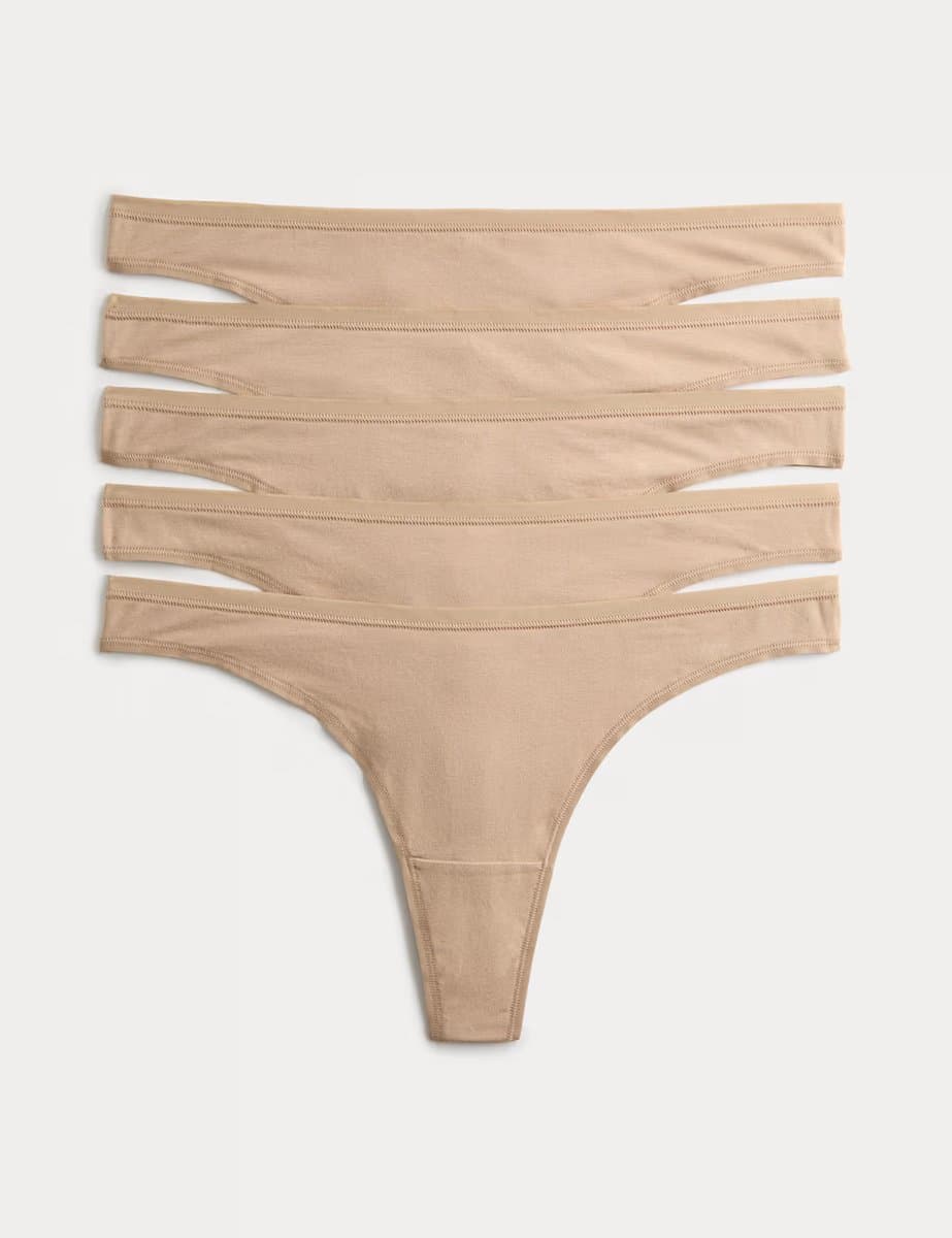 Marks & Spencer M&S 5 Pack Cotton Modal Thongs Rose Quartz