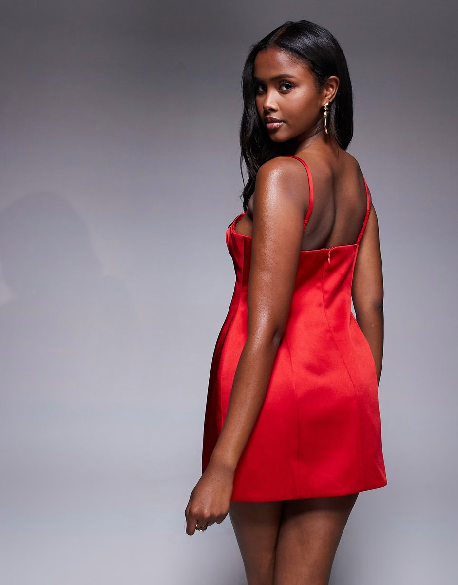 ASOS Bardot Marcello mini dress in famous red - 4