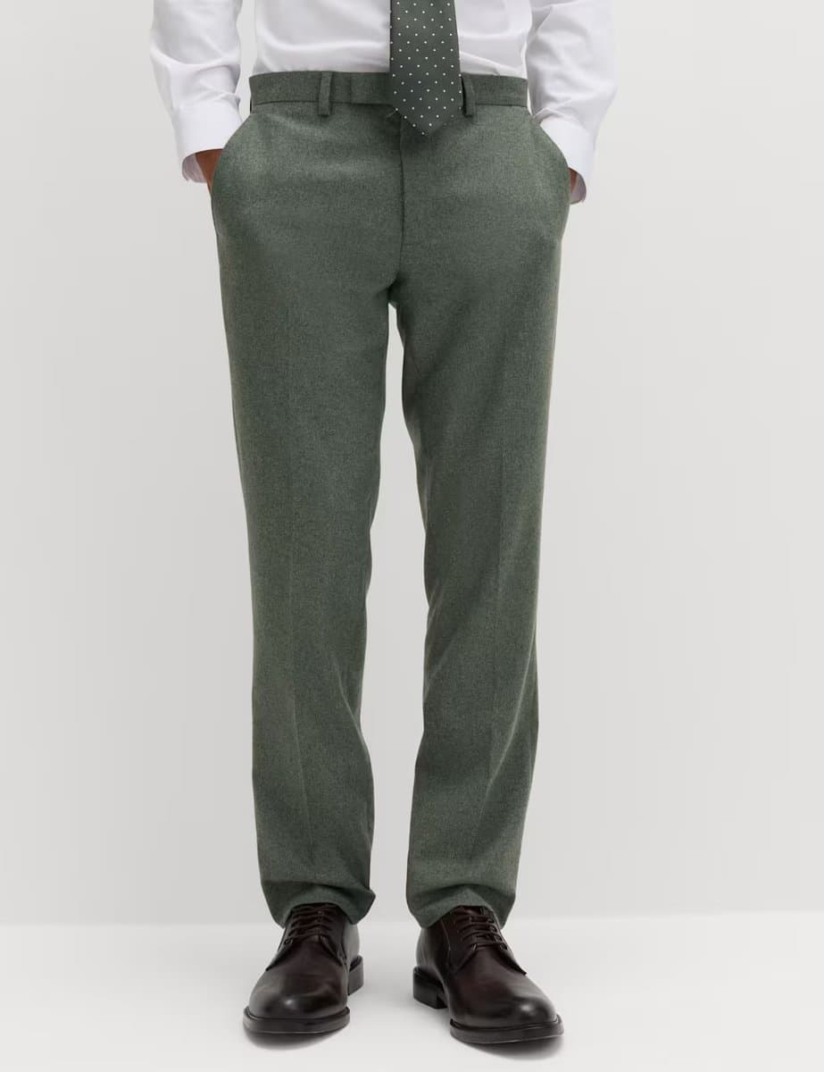 Marks & Spencer M&S Tailored Fit Italian Wool Rich Suit Trousers Green