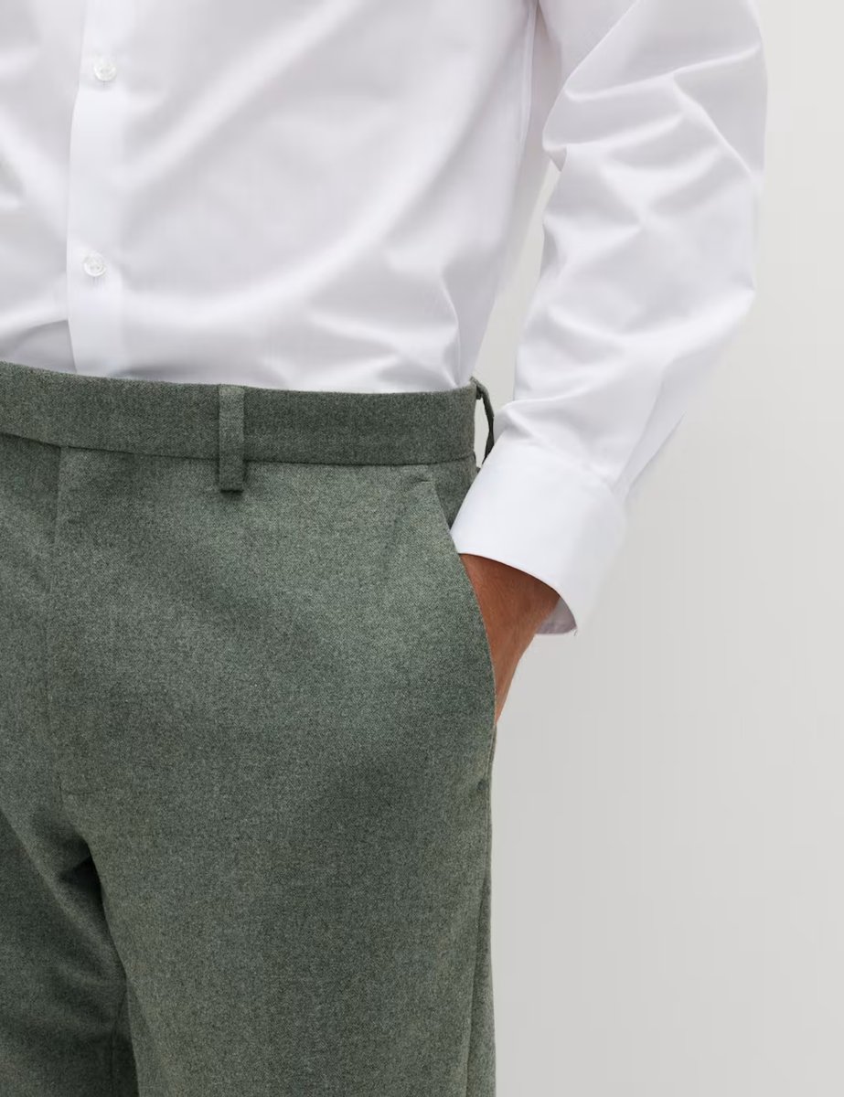 Marks & Spencer M&S Tailored Fit Italian Wool Rich Suit Trousers Green - 2