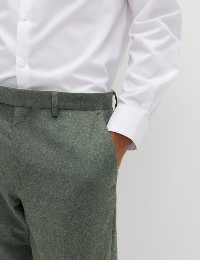 Marks & Spencer M&S Tailored Fit Italian Wool Rich Suit Trousers Green - 2