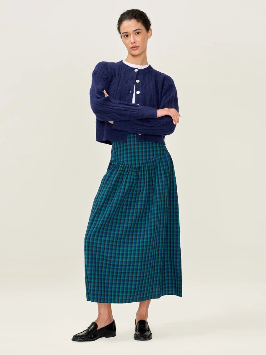 OMNES Ferris Skirt in Blue and Green