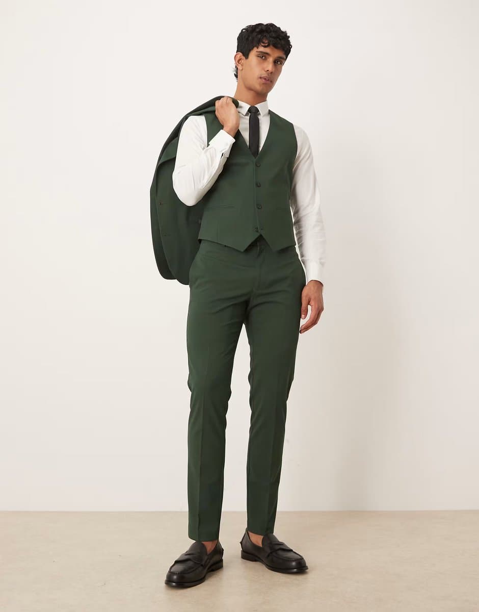 ASOS ASOS DESIGN skinny suit trouser in dark green