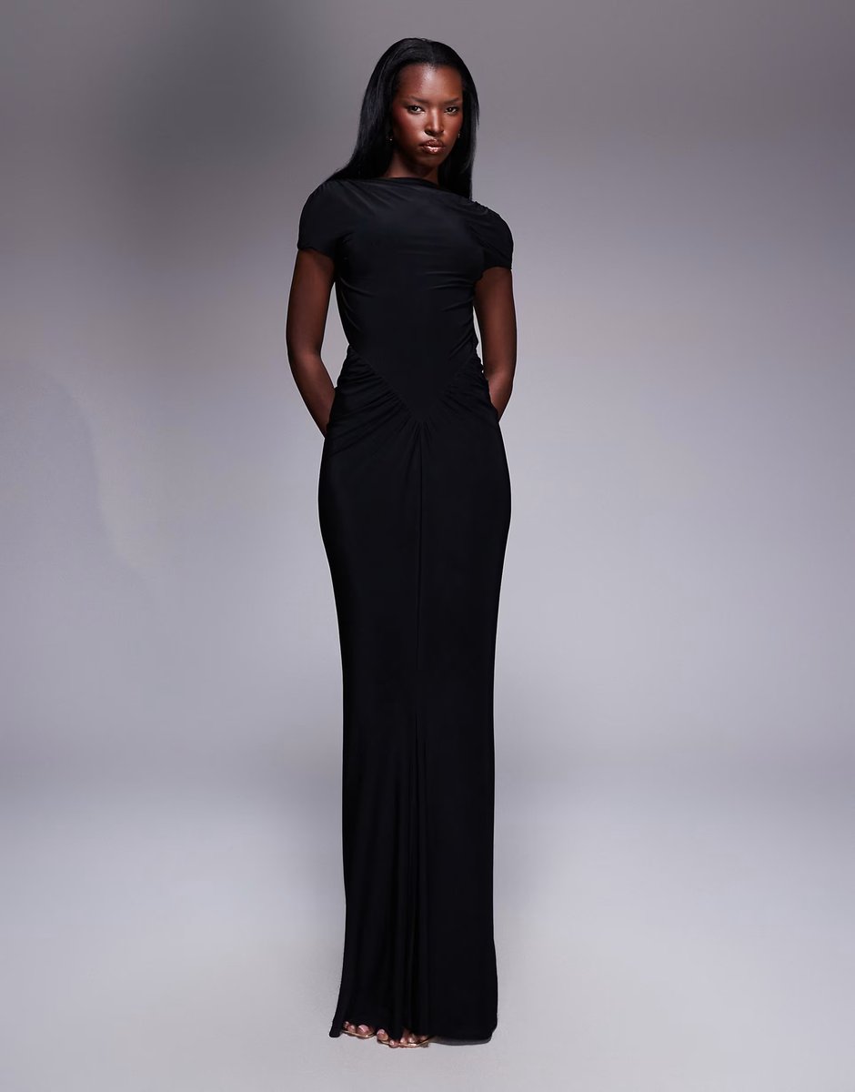 ASOS ASOS DESIGN cut out back ruched midi dress in black - 4