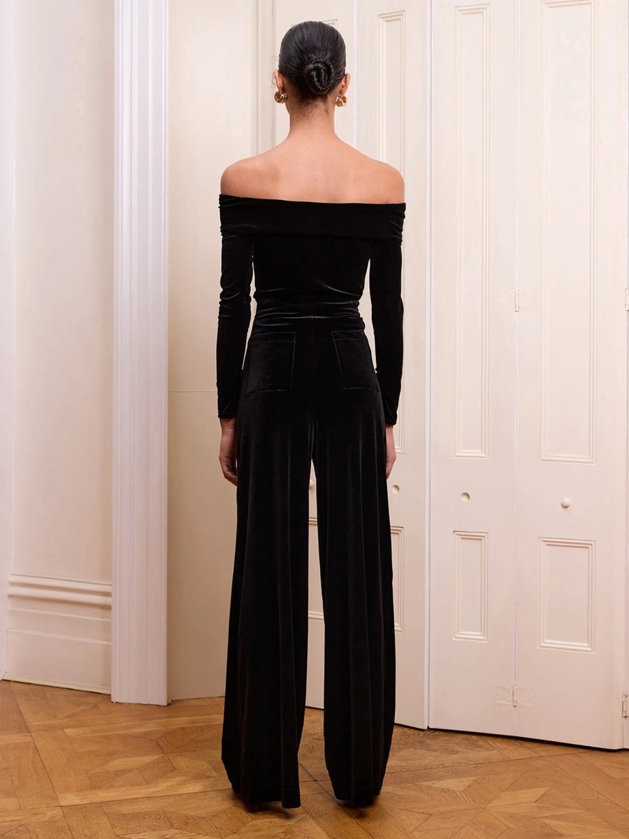 OMNES Livia Velvet Trouser in Black - 3