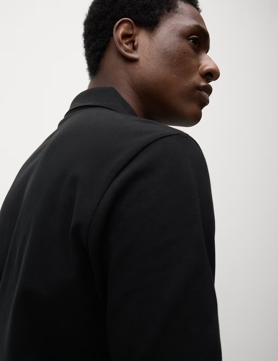 Marks & Spencer M&S Slim Fit Cotton Rich Pique Polo Shirt Black - 2