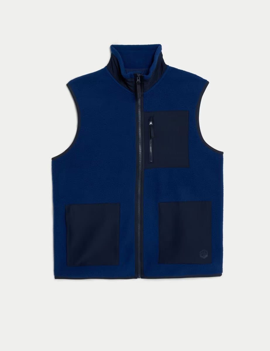 Marks & Spencer M&S Polar Fleece Zip Up Gilet in Dark Blue