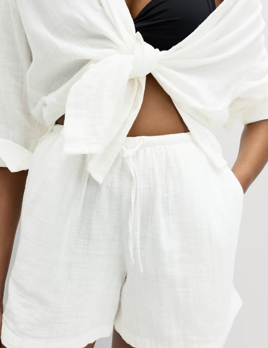 Marks & Spencer M&S Pure Cotton Double Cloth Shorts Soft White