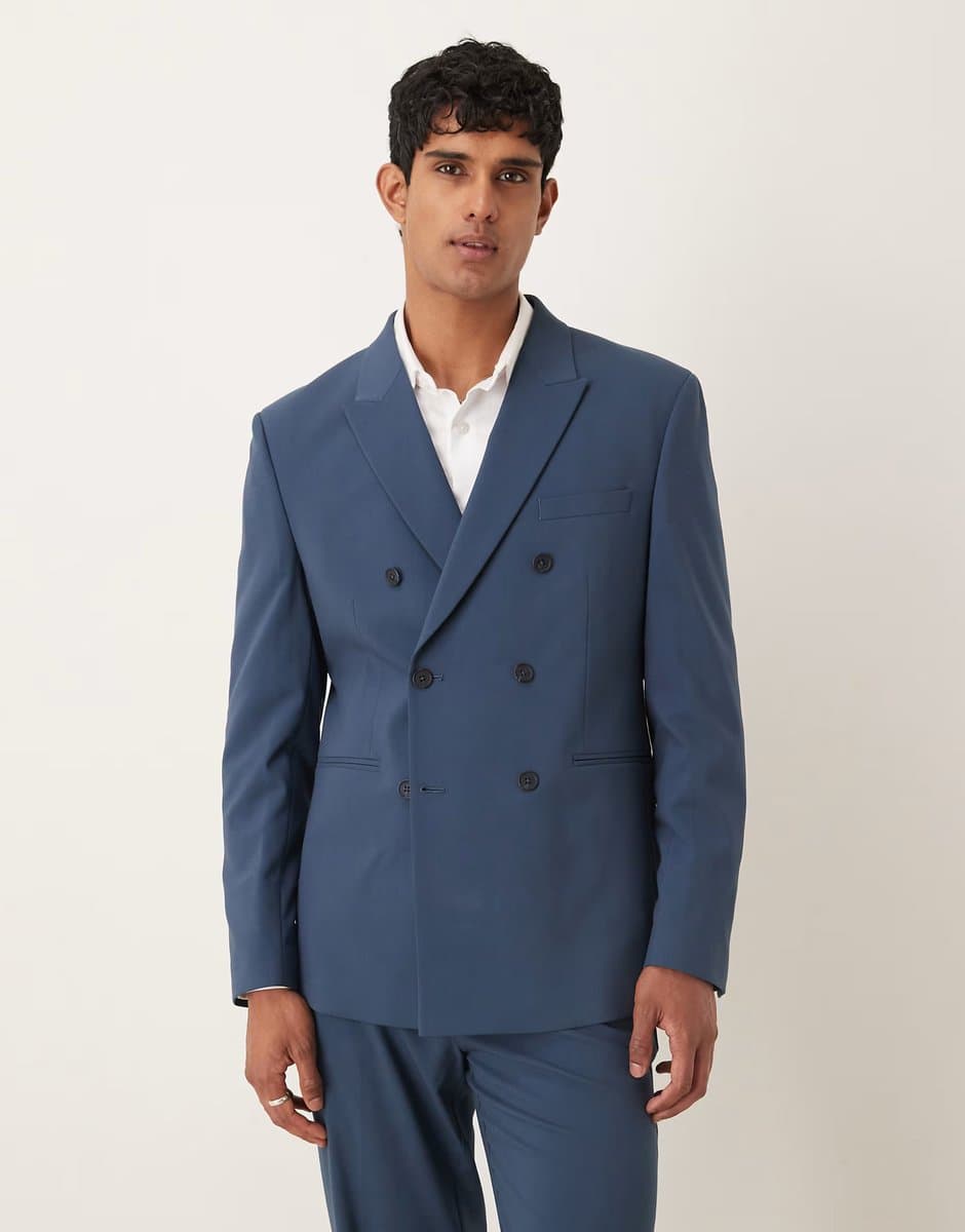 ASOS ASOS DESIGN double breasted regular suit jacket in navy