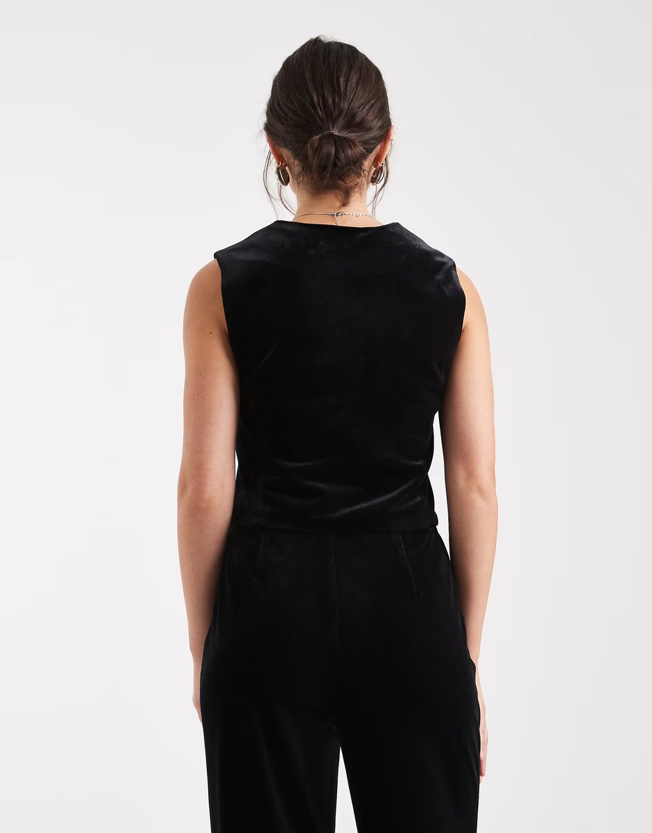 ASOS Vero Moda velvet waistcoat co-ord in black - 3