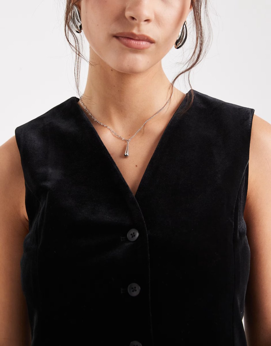 ASOS Vero Moda velvet waistcoat co-ord in black - 4