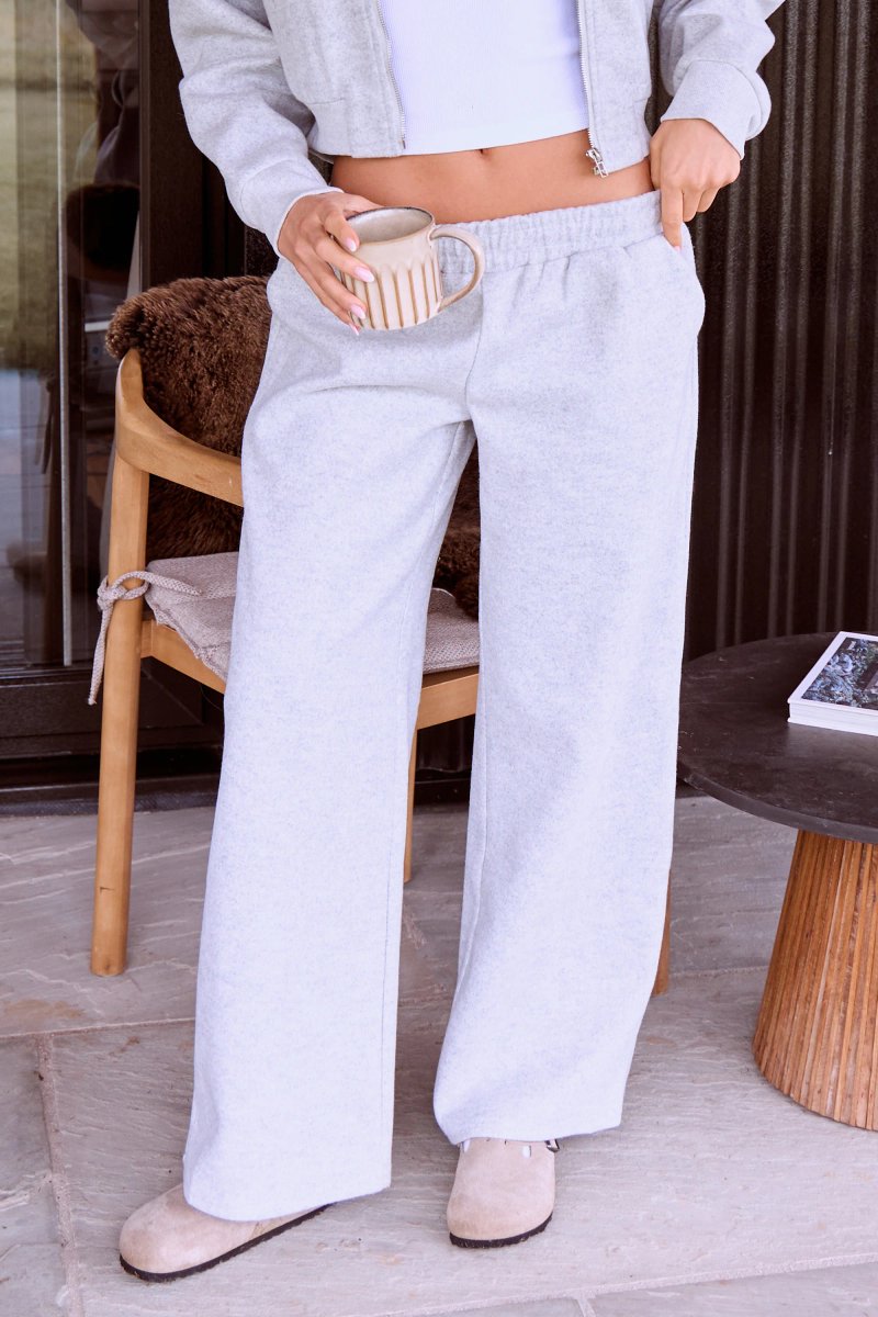 Kaiia Kaiia Wool Effect Wide Leg Trousers Grey Marl - 2