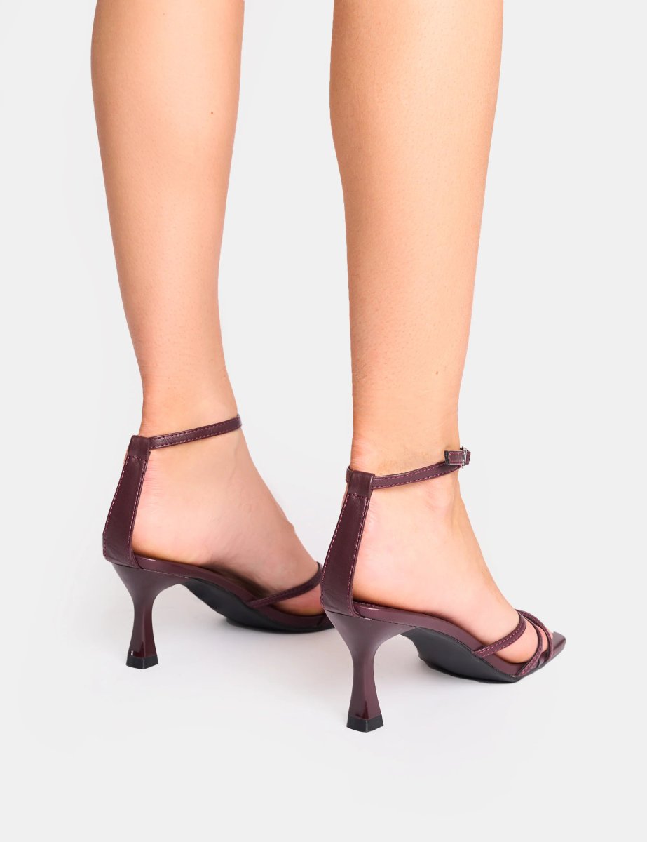 Public Desire Samya Wine Minimal Strap Mid Heels - 3