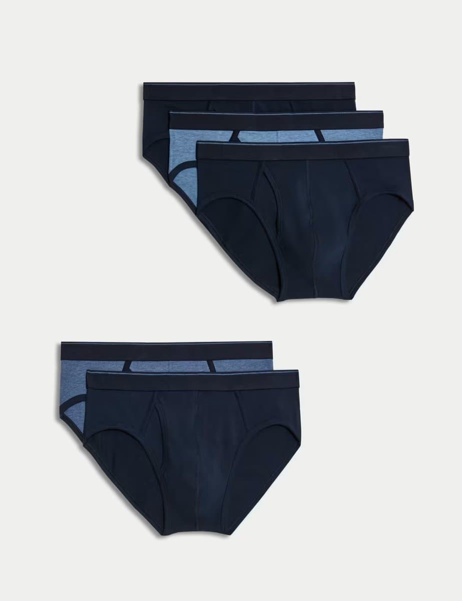 Marks & Spencer M&S 5 Pack Cotton Stretch Cool & Fresh™ Briefs Denim Mix