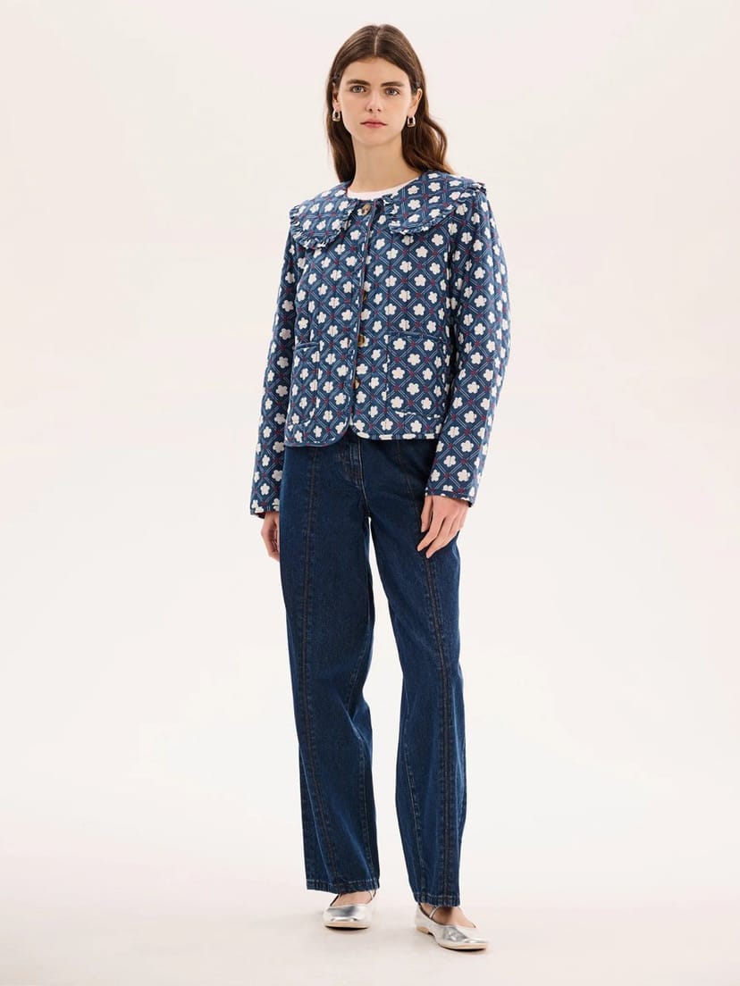 OMNES Peggy Quilted Jacket in Floral Check - 1