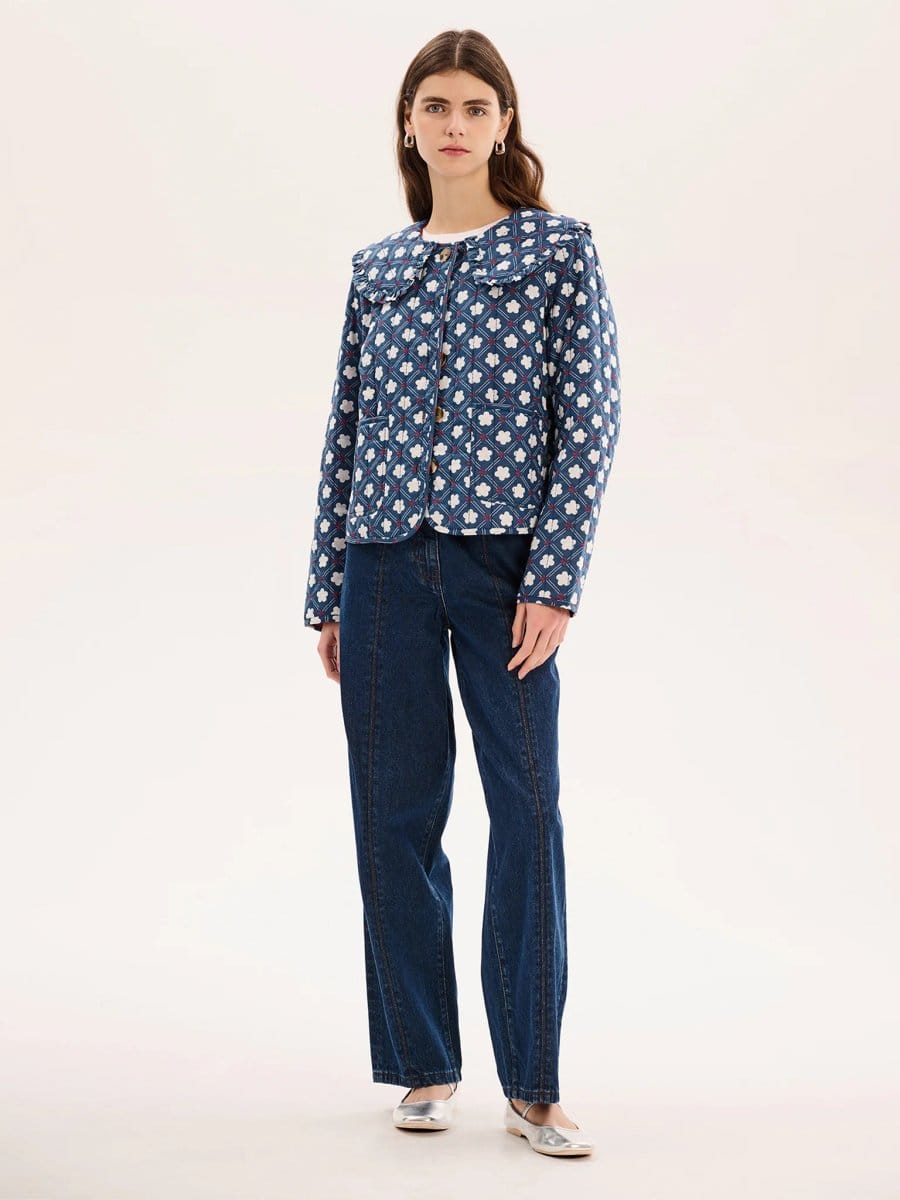 OMNES Peggy Quilted Jacket in Floral Check - 1