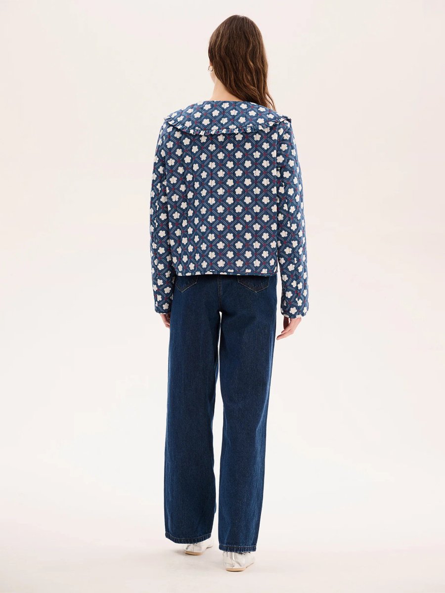 OMNES Peggy Quilted Jacket in Floral Check - 2