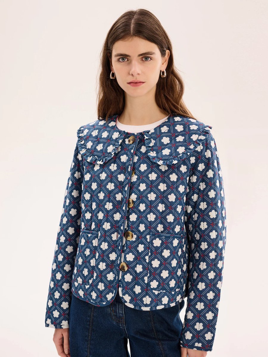 OMNES Peggy Quilted Jacket in Floral Check - 3